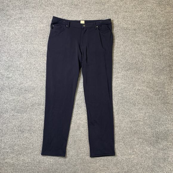 Swet Tailor Pants Mens 38 Navy High Rise Commuter Slim Straight 5 Pocket Chino - Picture 2 of 10